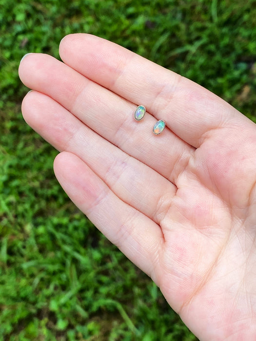 Petite Ethiopian Opal Posts | Sterling Silver Studs Earrings | Light Years