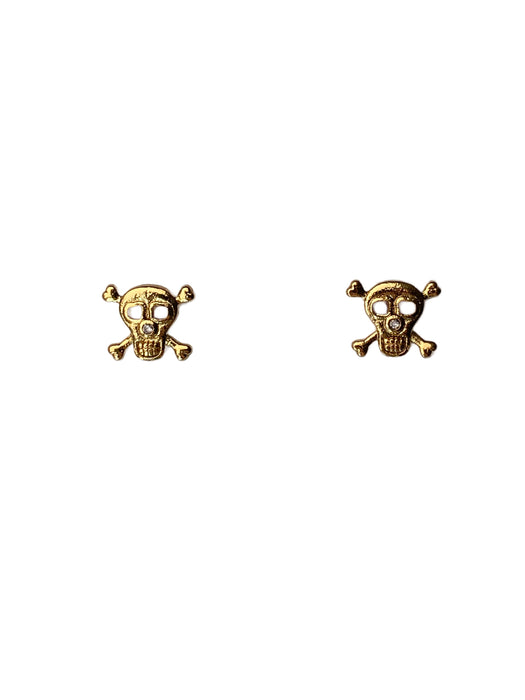 CZ Skull & Crossbones Posts | Gold Silver Plated | Light Years Jewelry