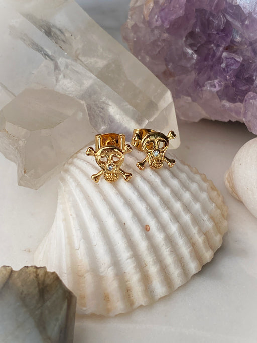 CZ Skull & Crossbones Posts | Gold Silver Plated | Light Years Jewelry