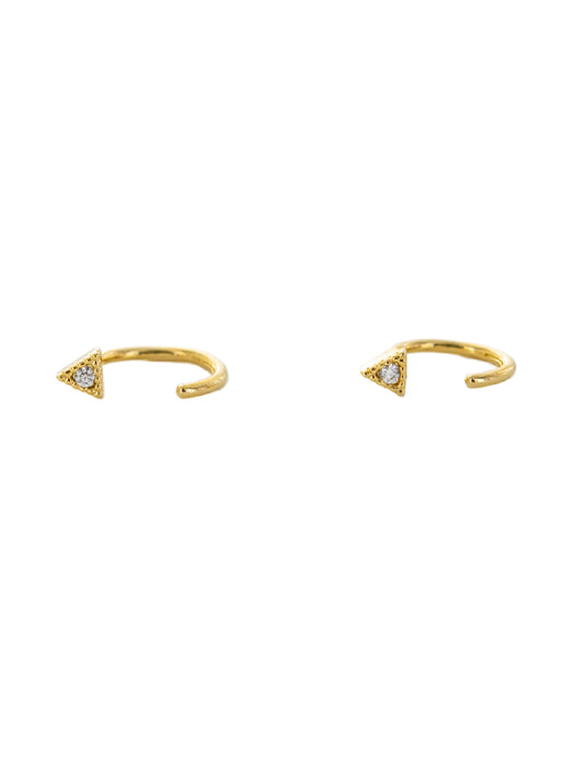 CZ Triangle Curved Earrings | Gold Plated Hoops | Light Years Jewelry