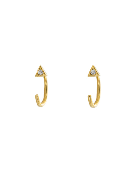 CZ Triangle Curved Earrings | Gold Plated Hoops | Light Years Jewelry