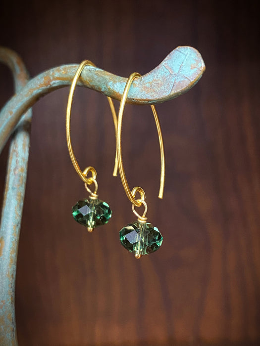 Sage Crystal Drop Marquis Earrings | 14kt Gold Vermeil | Light Years Jewelry