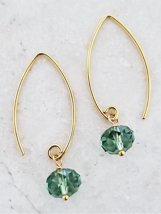 Sage Crystal Drop Marquis Earrings | 14kt Gold Vermeil | Light Years Jewelry