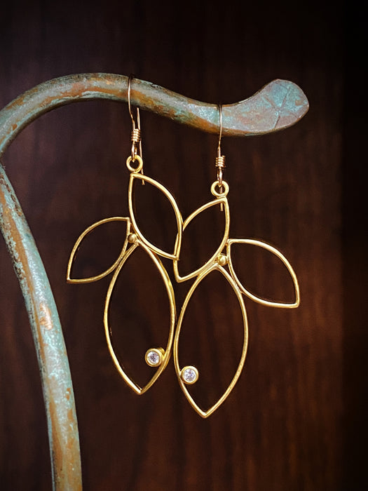 Three Leaves Crystal Accent Dangles | Gold Filled Earrings | Light Years