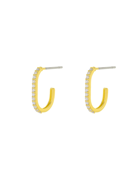 CZ Lined J-Hoops Posts | Gold Plated Studs Earrings | Light Years Jewelry