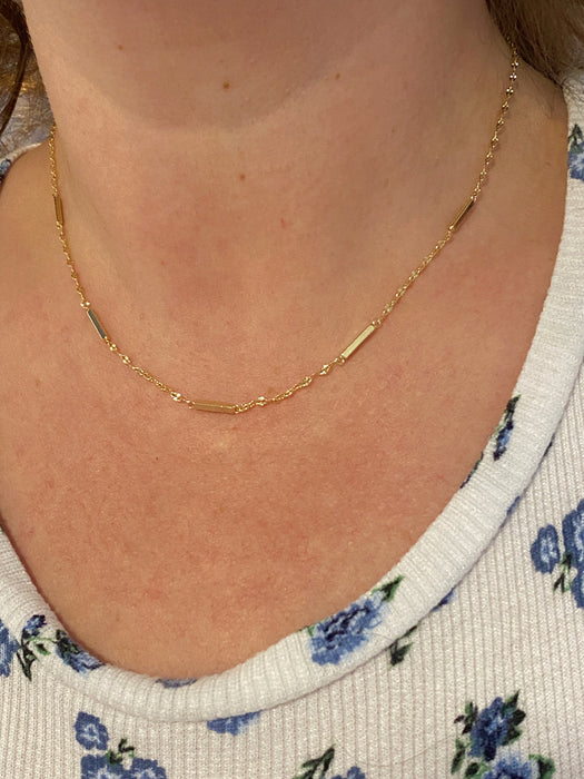 Decorative Bar Necklace | Gold Plated Chain | Light Years Jewelry