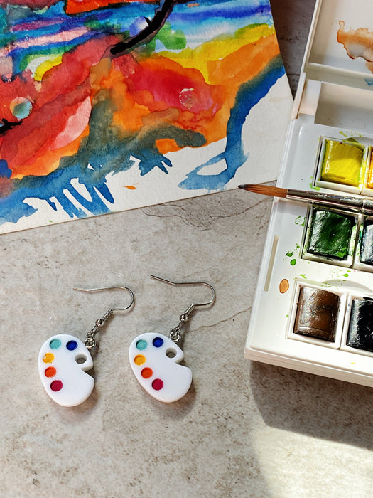 Painter's Palette Dangles | Artist Handmade Earrings | Light Years Jewelry