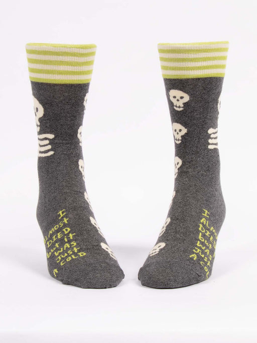 I ALMOST DIED Men's Crew Sock by Blue Q | Gifts & Accessories | Light Years