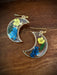 Pressed Flower Crescent Moon Dangles | Gold Earrings | Light Years Jewelry
