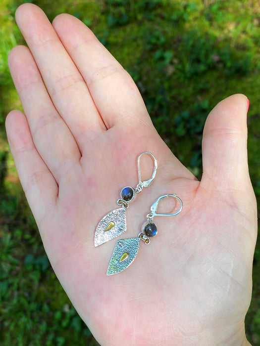 Abstract Gemstone Leaf Dangles