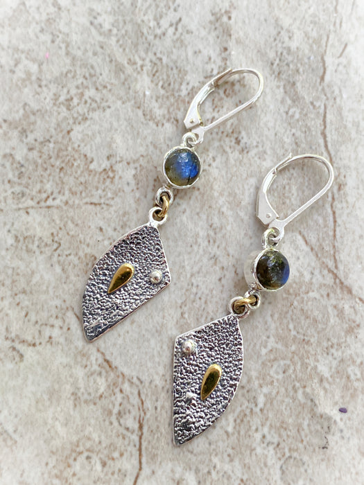 Abstract Gemstone Leaf Dangles | Sterling Silver Earrings | Light Years