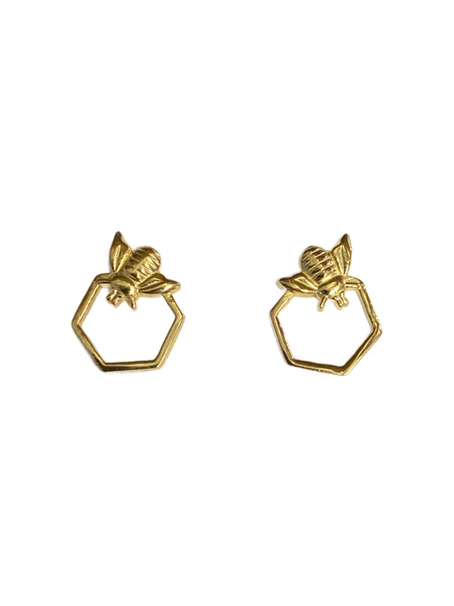 Bee & Honeycomb Posts by Tomas | Gold Vermeil Studs Earrings | Light Years