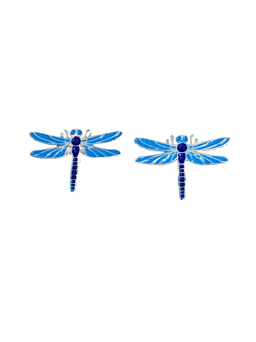 Blue Enamel Dragonfly Posts by Tomas | Sterling Silver Studs Earrings | Light Years