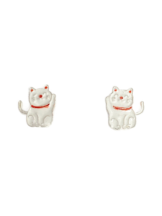 Lucky Cat Enamel Posts by Tomas | Sterling Silver Stud Earrings | Light Years