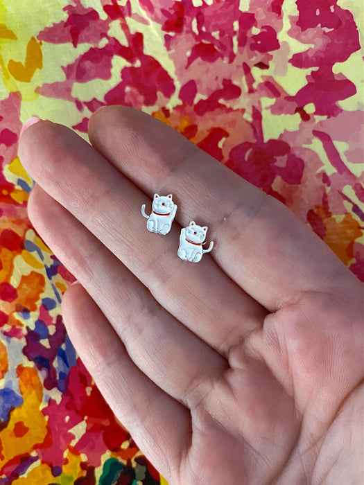 Lucky Cat Enamel Posts by Tomas | Sterling Silver Stud Earrings | Light Years