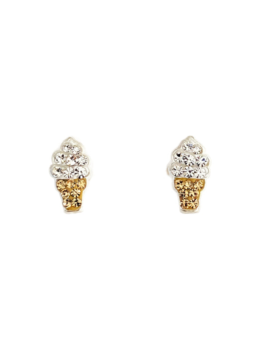 Vanilla CZ Ice Cream Cone Posts by Tomas | Sterling Silver Studs Earrings | Light Years