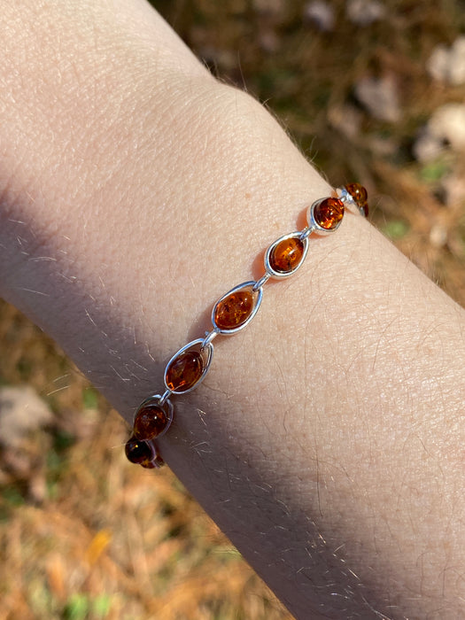 
Classic Cognac Baltic Amber Bracelet | Sterling Silver | Light Years Jewelry
