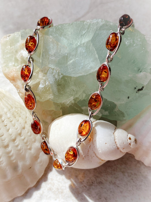 
Classic Cognac Baltic Amber Bracelet | Sterling Silver | Light Years Jewelry
