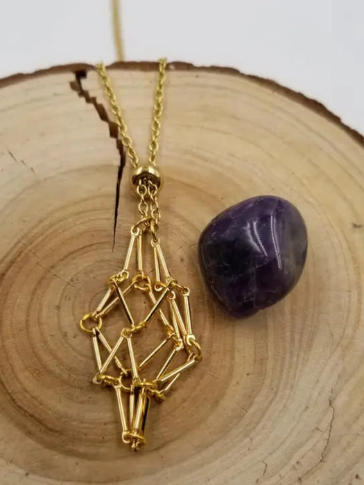 Interchangeable Stone Cage Necklace | Gold Silver Chain | Light Years Jewelry