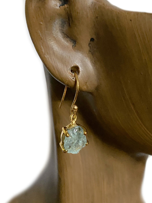 Raw Natural Gemstone Dangles Earrings | 14kt Gold Vermeil | Light Years Jewelry