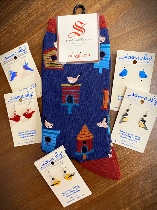 Birds & Birdhouses Crew Socks | Gifts & Accessories | Light Years Jewelry