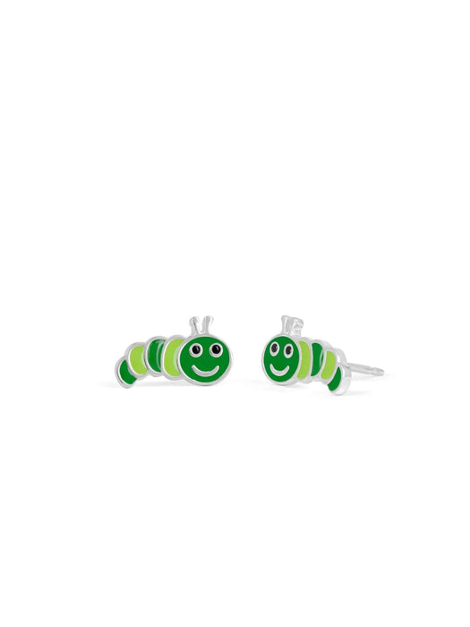 Green Caterpillar Posts by boma | Sterling Silver Studs Earrings | Light Years