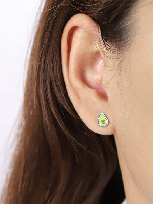 Enamel Avocado Posts by boma | Sterling Silver Studs Earrings | Light Years