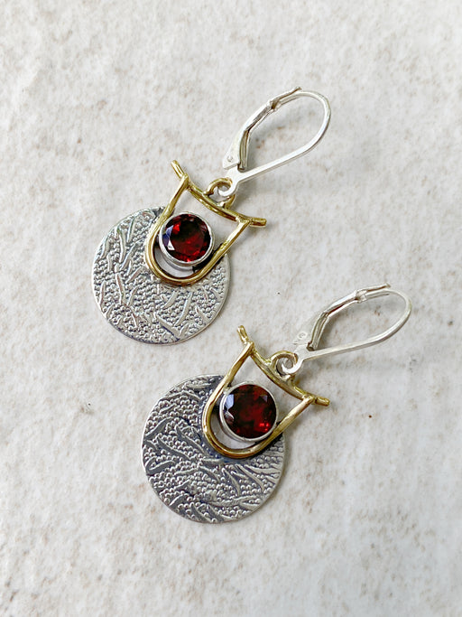 Textured Shield Gemstone Dangles | Sterling Silver | Light Years Jewelry