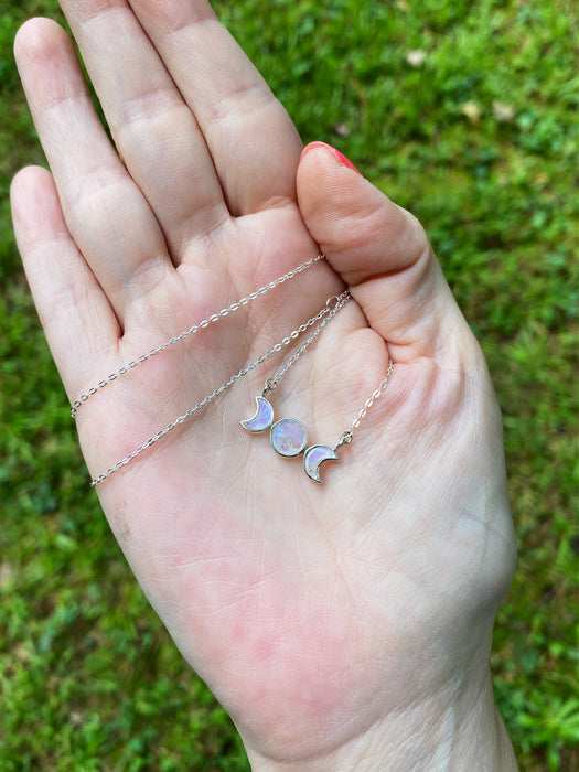 Stone Moon Phase Necklace | Sterling Silver Moonstone Chain | Light Years Jewelry