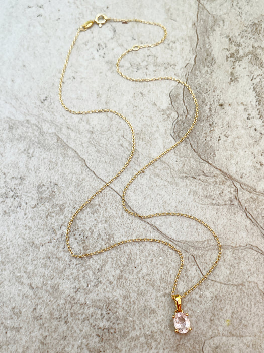 Oval Cut Gemstone Necklace | 14kt Gold Vermeil Pendant Chain | Light Years