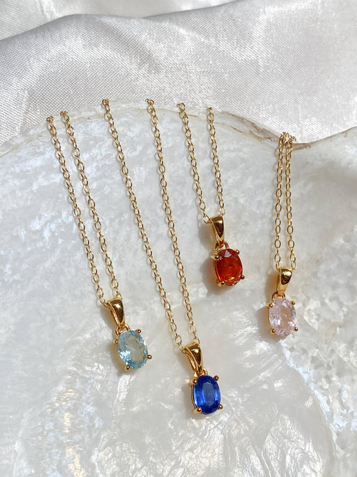 Oval Cut Gemstone Necklace | 14kt Gold Vermeil Pendant Chain | Light Years