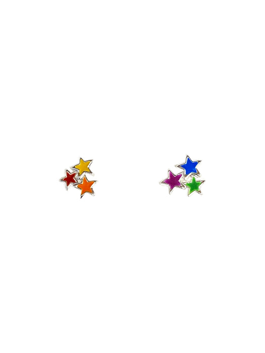 Rainbow Star Cluster Posts by Tomas | Sterling Silver Studs Earrings | Light Years