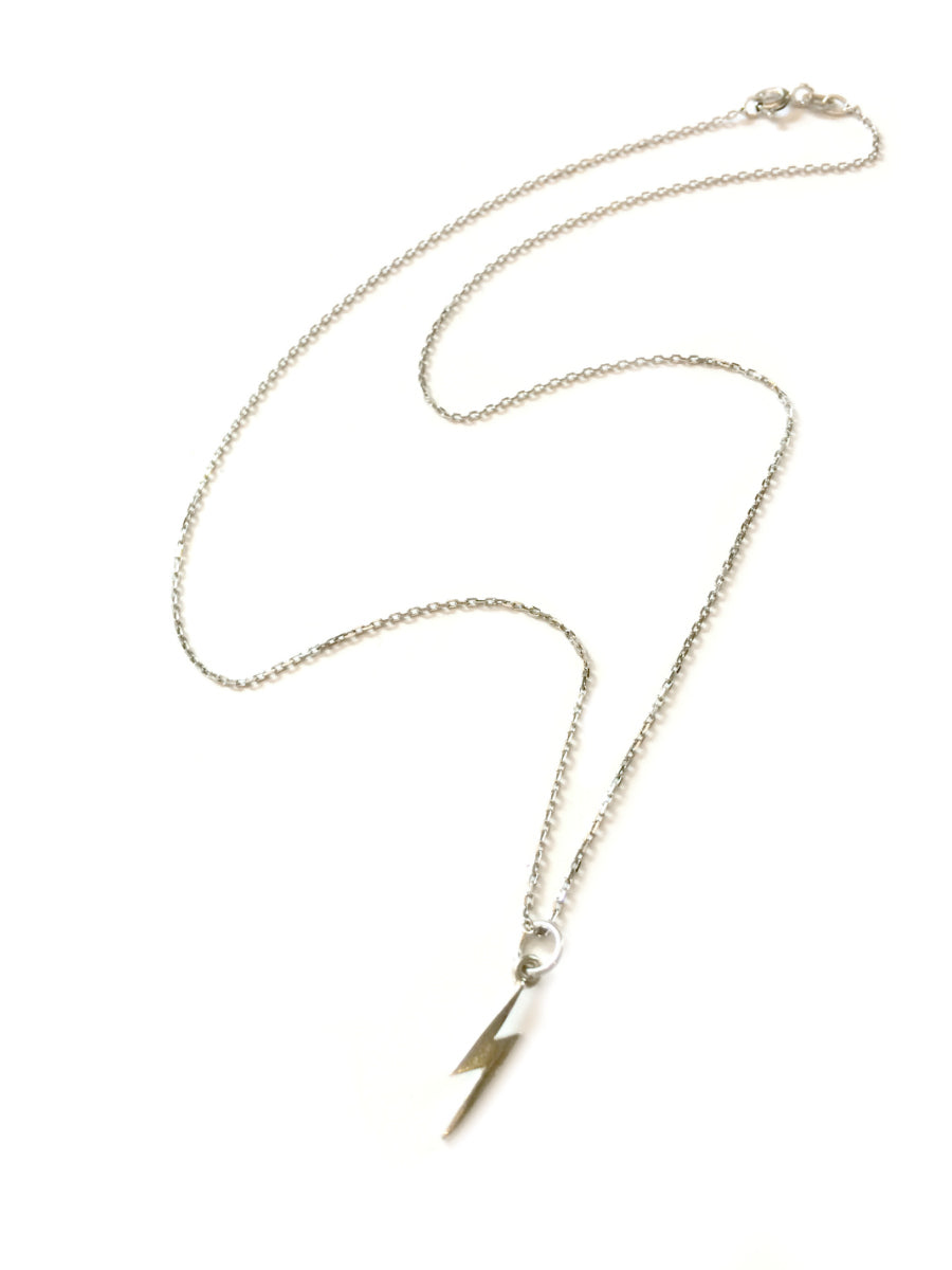 necklace / silver tiny LIGHTNING BOLT charm on fine chain – LOST WAX STUDIO  NYC - made in nyc