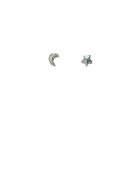 Small Moon & Star Posts | Silver Rose Gold Studs | Light Years Jewelry