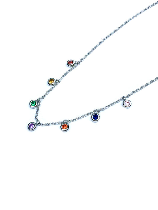 Evileye CZ Cubic Zirconia Necklace with Floating Diamonds CZ