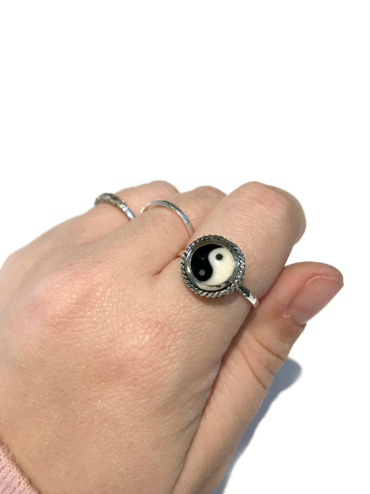 Enamel Yin Yang Ring | Sterling Silver Size 6 7 8 9 10 | Light Years