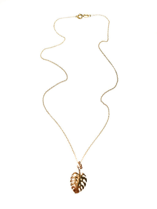 Bronze Monstera Leaf Necklace | Gold Vermeil Chain Pendant | Light Years