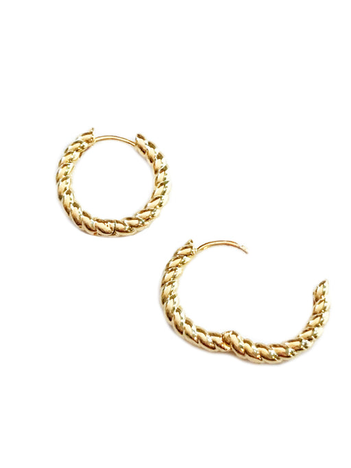 Twisted Huggie Hoops | Gold Plated Earrings | Light Years Jewelry