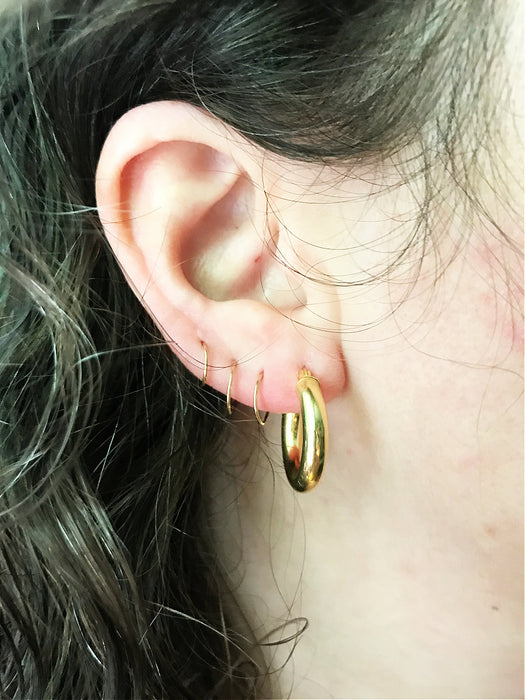 Vermeil Tube Hoops | 14kt Gold Vermeil Pincatch Earrings | Light Years