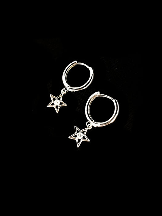 CZ Center Star Huggies | Silver Gold Plated Earrings | Light Years