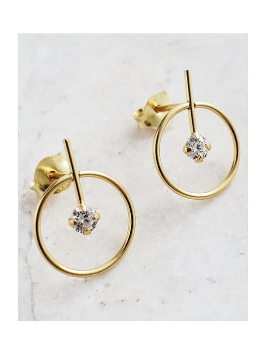 Ring & CZ Bar Posts | Gold Vermeil Studs Earrings | Light Years Jewelry