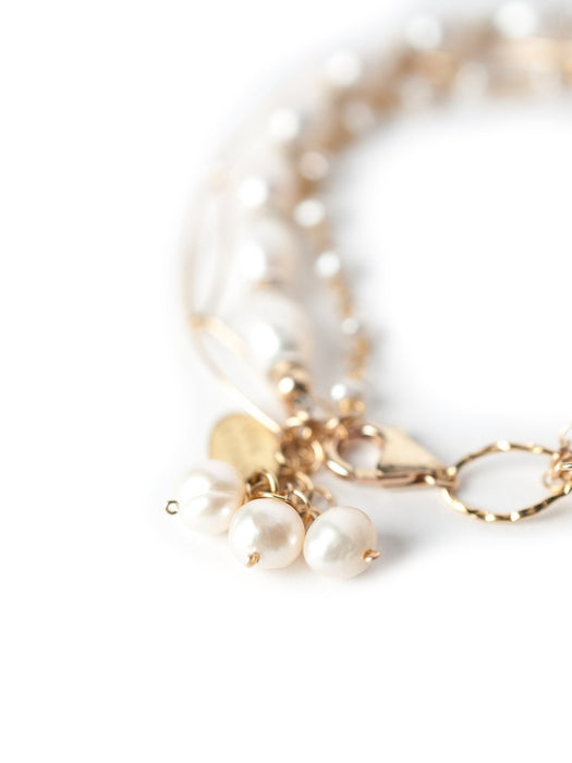 Sisterhood Bracelet|Chunky Chain Link Bracelet with Pearl Gold Vermeil Sterling Silver / without Pearl Charm