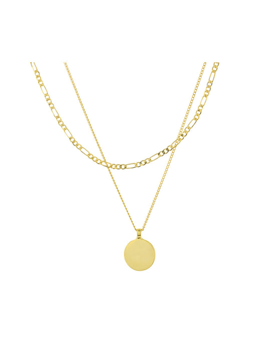 3 Layer Necklace, Layered Necklace Set, Gold Disc Necklace, Gold Necklace,  Thick Chain Necklace, Gold Layering Necklace, Pendant Necklace 