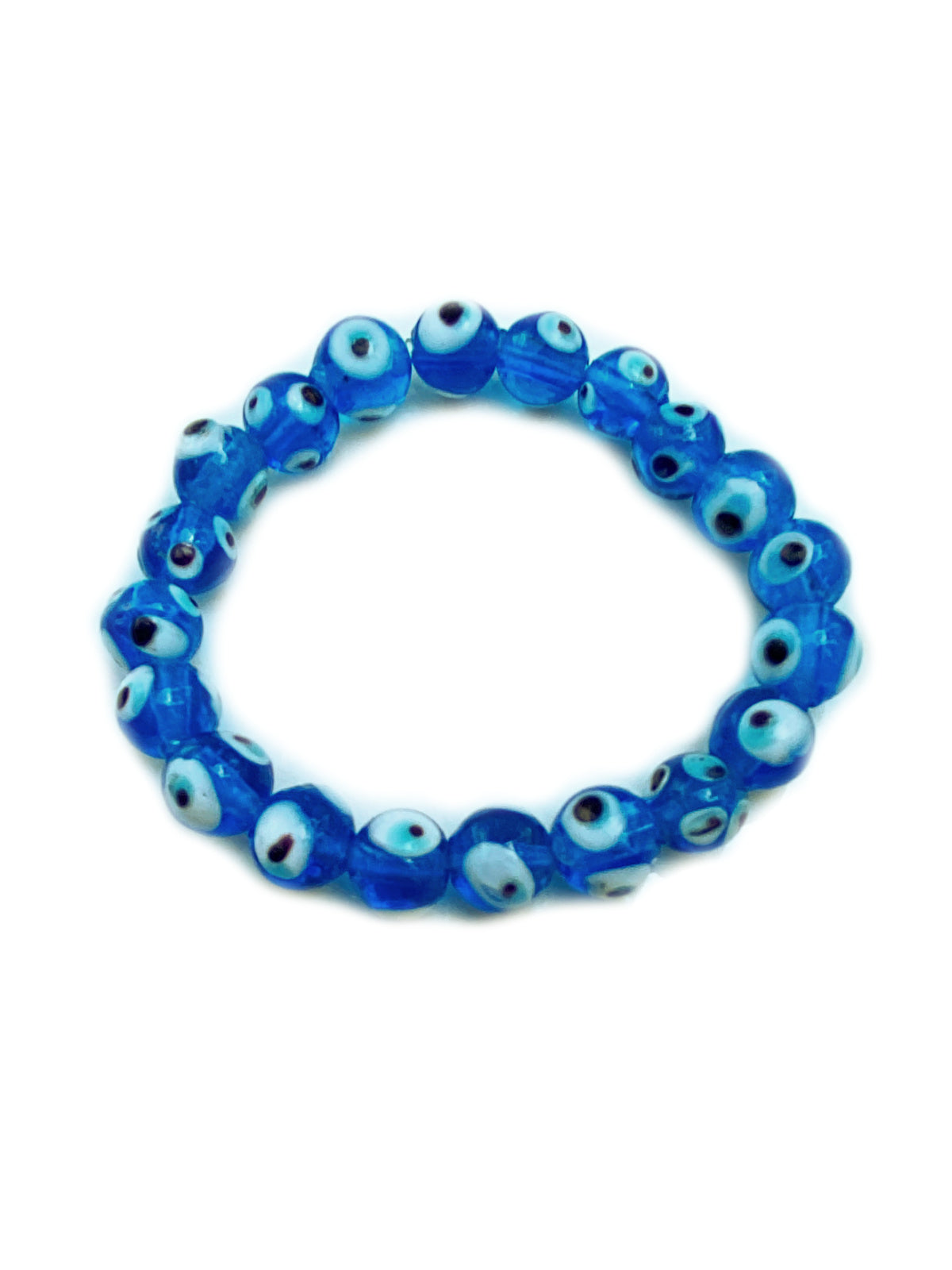 Aqua Evil Eye Beaded Bracelet | Blue Glass Stretch | Light Years Jewelry