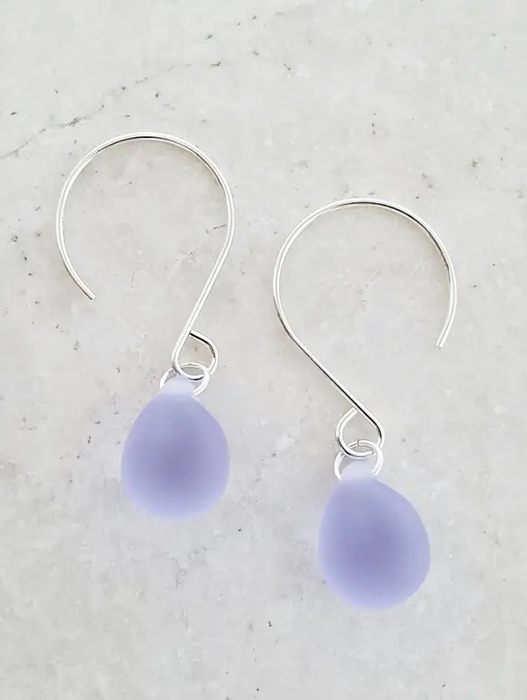 Sea Glass Droplet Earrings | Sterling Silver Dangles | Light Years Jewelry